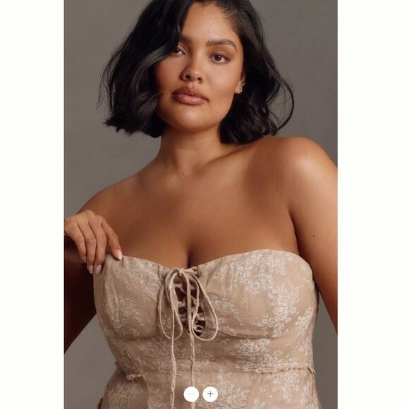 Anthropologie Linen Corset Seamed Mini Dress - Picture 4 of 5